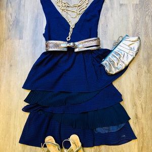 Anthropologie- ruffled blue dress